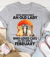 Never Underestimate An Old Lady Who Loves Cats February Birthday Gift Standard/Premium T-Shirt Hoodie - Dreameris