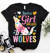Just A Girl Who Loves Wolves Flower Standard/Premium T-Shirt Hoodie - Dreameris