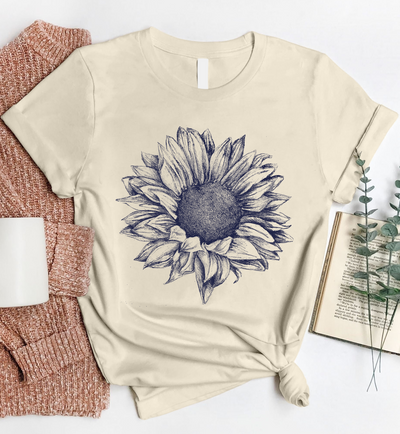 Sunflower Drawing Standard/Premium T-Shirt - Dreameris